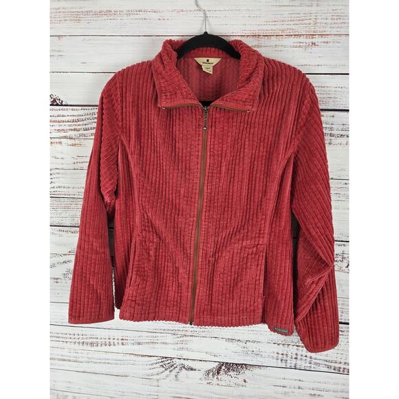 Woolrich Jackets & Blazers - Woolrich Long Sleeve Full Zip Top M Womens Pockets Soft Ruby Red Cotton